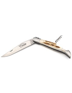 Laguiole-Messer mit GA, 12 cm Griff aus Hirschgeweih mit Korkenzieher 2