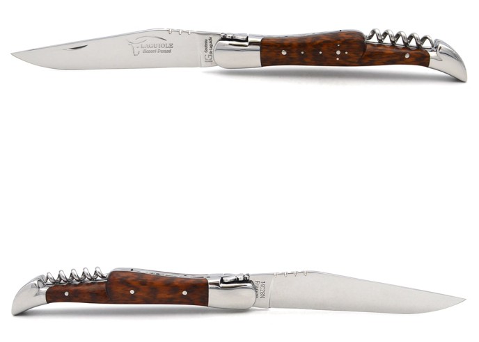 Laguiole knife with GI label, 12 cm snakewood handle with corkscrew