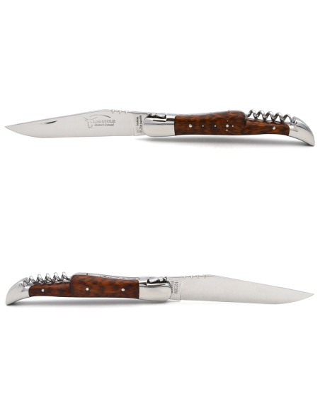 Laguiole knife with GI label, 12 cm snakewood handle with corkscrew