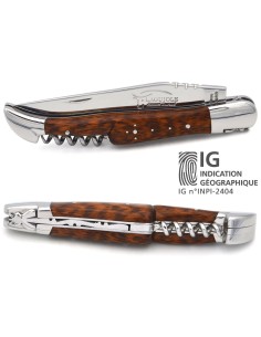Laguiole-Messer mit GA, 12 cm Griff aus Schlangenholz mit Korkenzieher