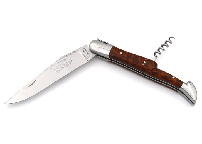 Laguiole knife with GI label, 12 cm snakewood handle with corkscrew