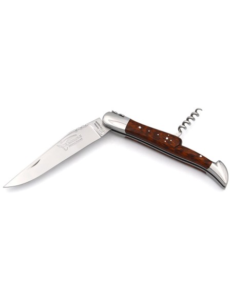 Laguiole knife with GI label, 12 cm snakewood handle with corkscrew
