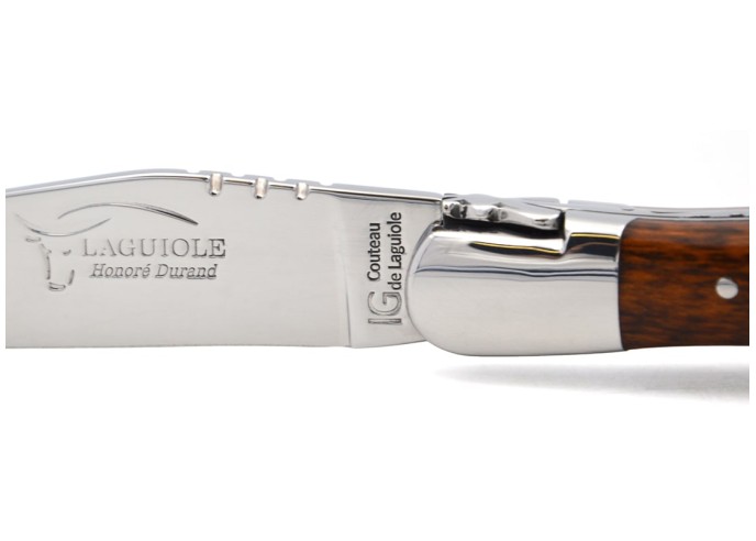 Laguiole knife with GI label, 12 cm snakewood handle with corkscrew