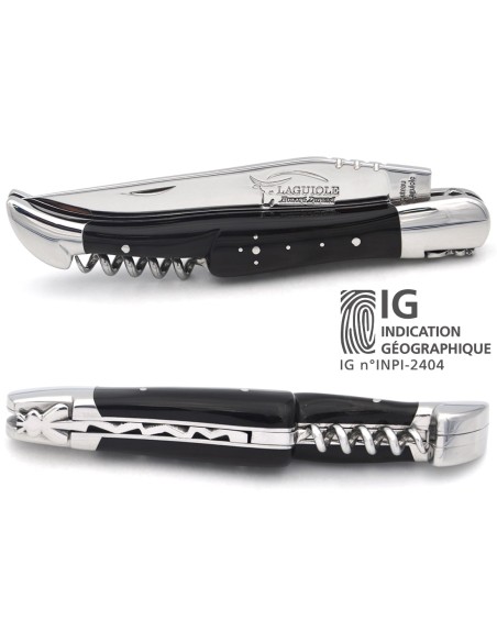 Laguiole GA, 12 cm Griff aus Hornspitze (dunkel) mit Korkenzieher