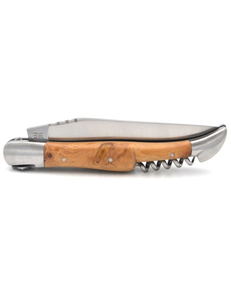 Laguiole knife with GI label,juniper with corkscrew, Occitan cross
