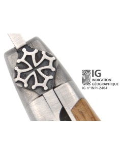 Laguiole GA, 12 cm aus Fasseiche mit Korkenzieher, Okzitanische Kreuz