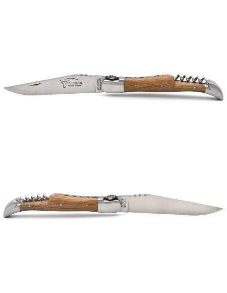 Laguiole IG chêne de barrique de 12 cm & tire-bouchon, croix occitane