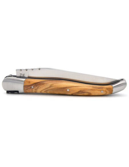 Laguiole knife with GI label, 12 cm olive wood handle, classic bee n°1