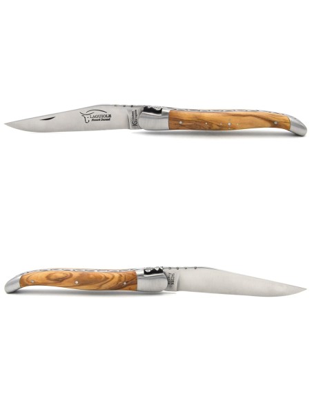 Laguiole knife with GI label, 12 cm olive wood handle, classic bee n°1