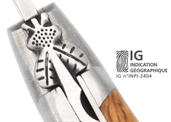 Laguiole mit GA, 12 cm Griff aus Olivenholz,  Klassiche Biene Nr.1