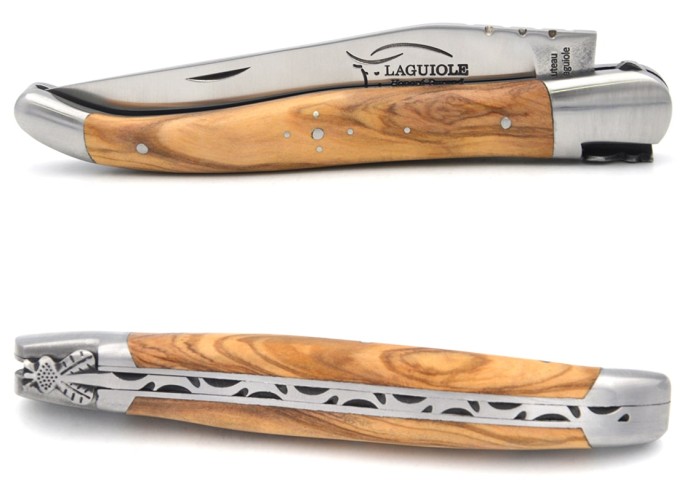 Laguiole mit GA, 12 cm Griff aus Olivenholz,  Klassiche Biene Nr.1