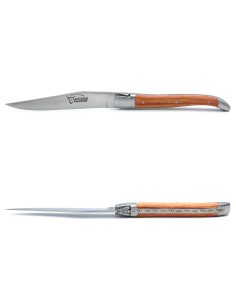 Couteaux de table, manche fin en bois de rose avec mitres inox mat 2