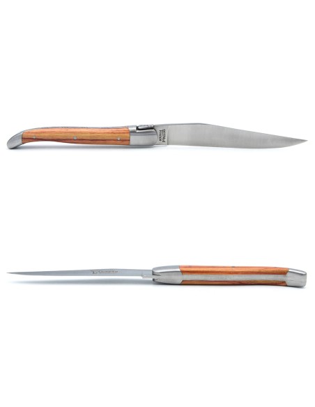 Steakmesser, fein Griff aus Rosenholz, Heftbacken aus mattem Edelstahl