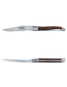 Couteaux de table, manche fin en bois de violette, mitres inox mat 2