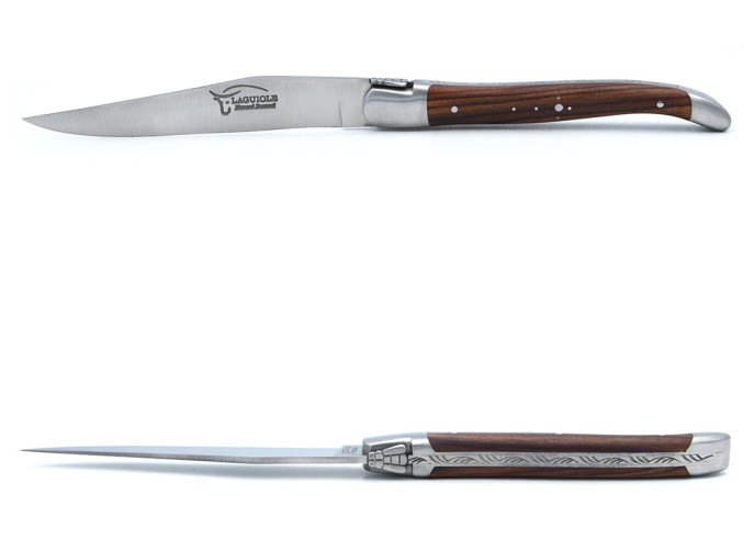 Steak knives, slim purplewood handles, matt stainless steel bolsters