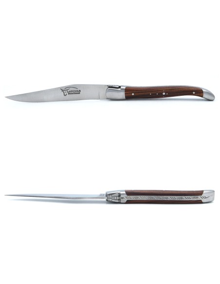 Steak knives, slim purplewood handles, matt stainless steel bolsters