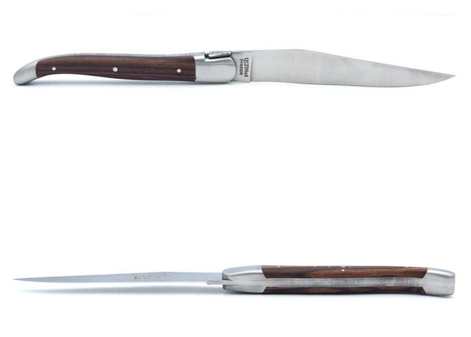 Steak knives, slim purplewood handles, matt stainless steel bolsters