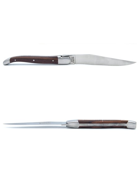 Steak knives, slim purplewood handles, matt stainless steel bolsters