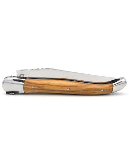 Laguiole GI, 12 cm olive wood handle, Basque cross, shiny finish