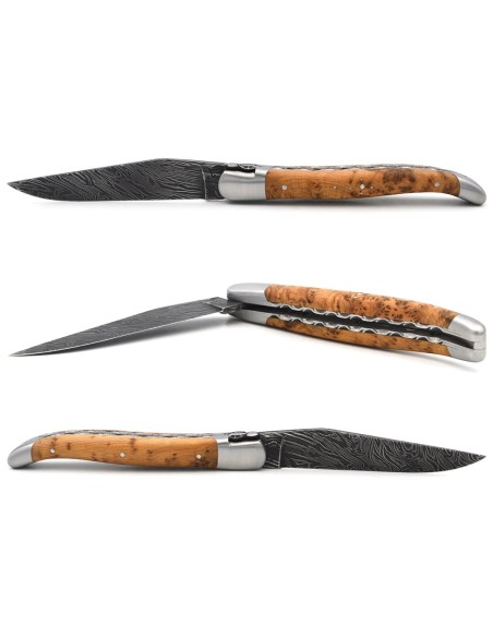 Laguiole GI, juniper handle, Damascus steel, chiseled bee and spring