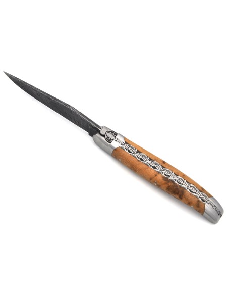 Laguiole GI, juniper handle, Damascus steel, chiseled bee and spring