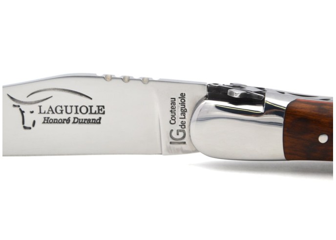 Laguiole IG en amourette & intercalaire rouge, franc-maçonnerie