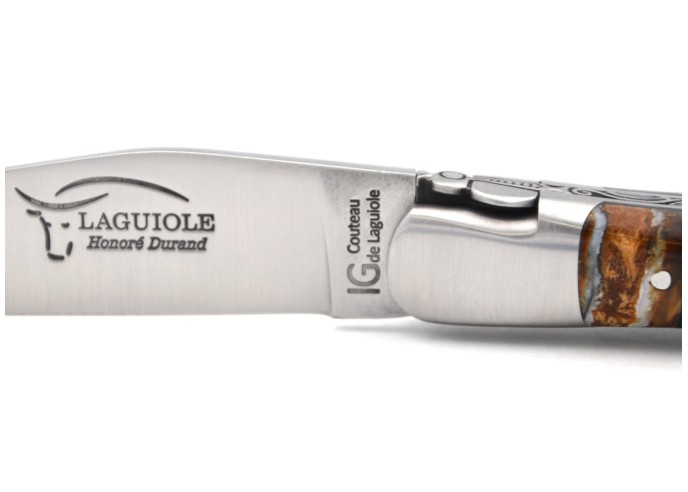 Laguiole Geographical Indication label, 12 cm brown mammoth molar