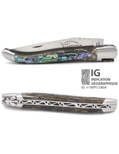Laguiole labellisé indication géographique en abalone, manche de 12 cm