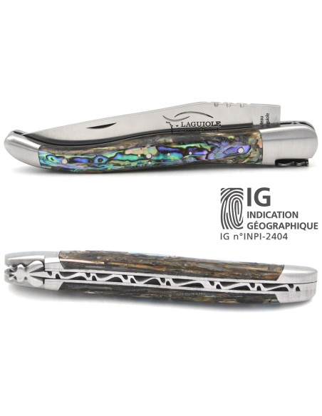 Laguiole with Geographical Indication label, 12 cm abalone handle
