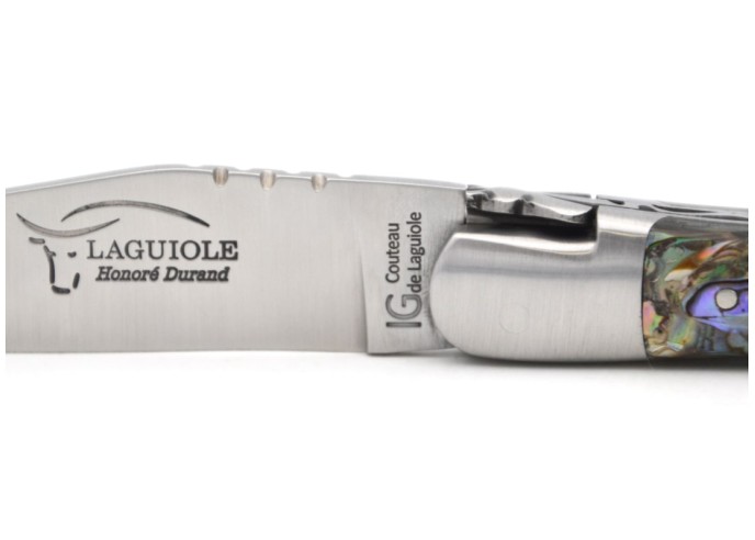Laguiole labellisé indication géographique en abalone, manche de 12 cm