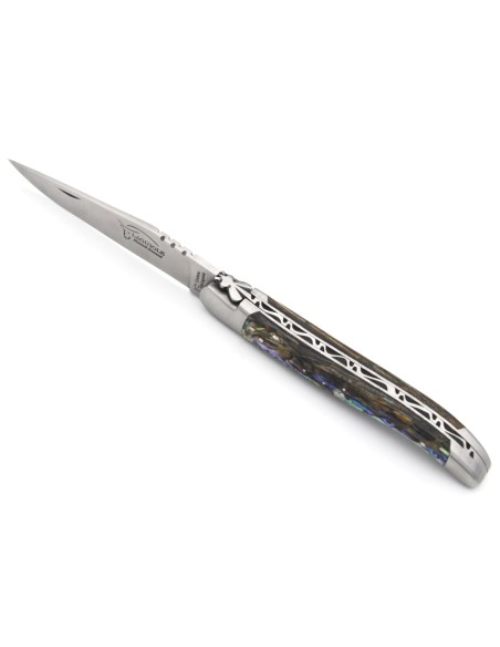 Laguiole labellisé indication géographique en abalone, manche de 12 cm