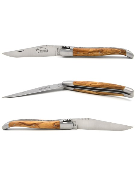 Laguiole Geographical Indication, 12 cm olive wood handle & black spacer