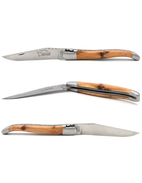 Laguiole mit Label GA, 12 cm Griff aus Wacholderholz & schwarz Fiber