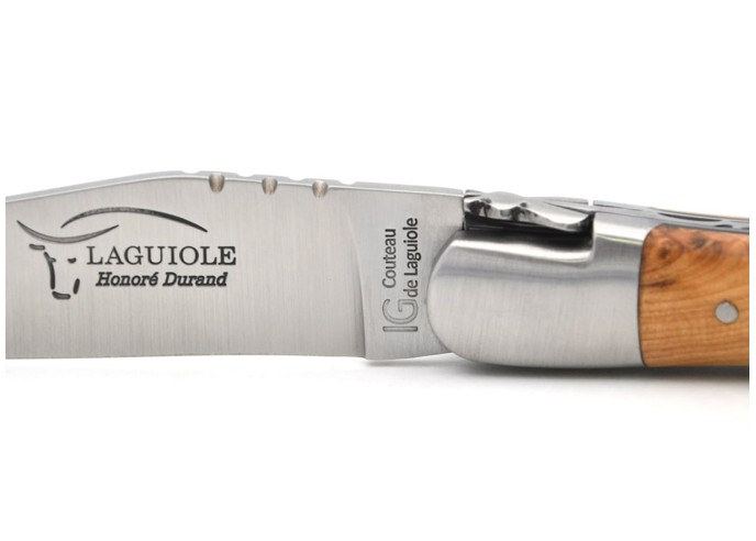 Laguiole mit Label GA, 12 cm Griff aus Wacholderholz & schwarz Fiber