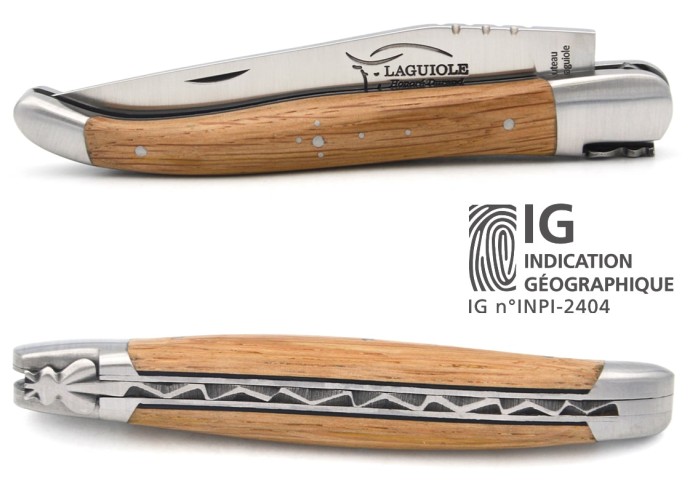 Laguiole Geographical Indication, 12 cm barrel oak wood & black spacer