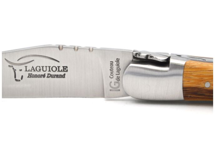 Couteau de Laguiole labellisé indication géographique en bois serpent & intercalaire noir, manche de 12 cm, finition inox mat