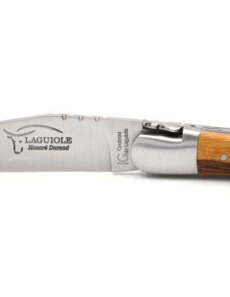 Couteau de Laguiole labellisé indication géographique en bois serpent & intercalaire noir, manche de 12 cm, finition inox mat