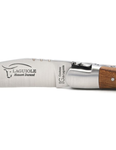 Laguiole labellisé IG en bois d'orme, manche de 12 cm, inox mat