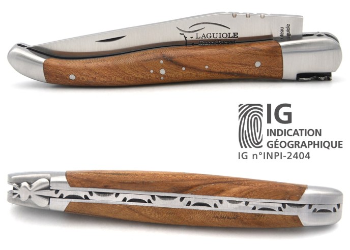 Laguiole Geografische Angabe, 12 cm aus Ulmenholz, mattes Edelstahl