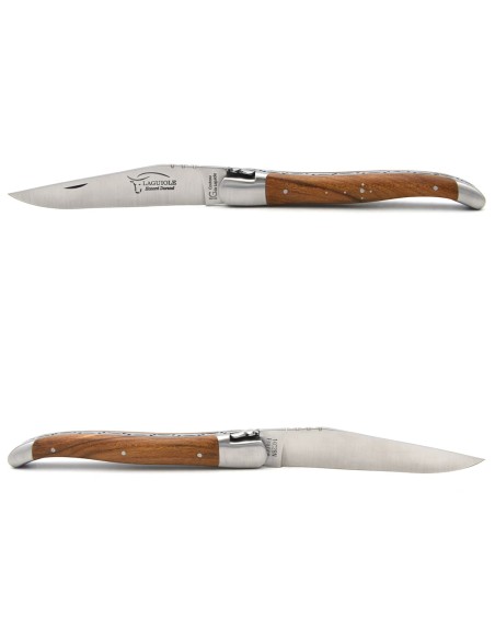 Laguiole labellisé IG en bois d'orme, manche de 12 cm, inox mat