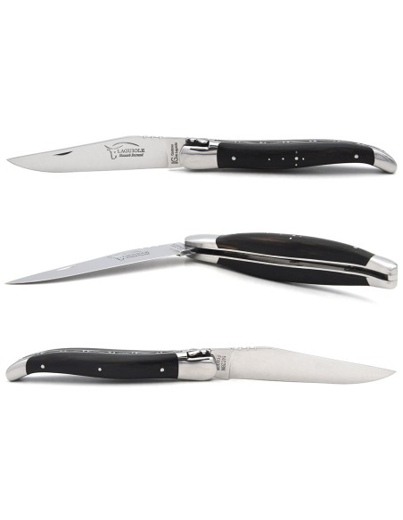 Laguiole knife with GI label, 12 cm wider ebony wood handle
