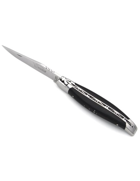 Laguiole-Messer mit Label GA, 12 cm breiterer Griff aus Ebenholz