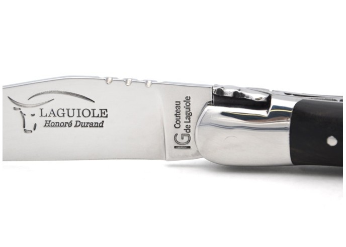 Couteau de Laguiole labellisé IG en ébène, manche super galbé de 12 cm