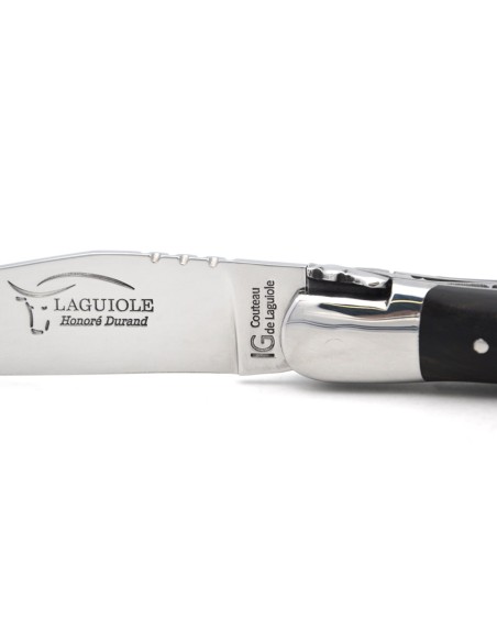 Couteau de Laguiole labellisé IG en ébène, manche super galbé de 12 cm