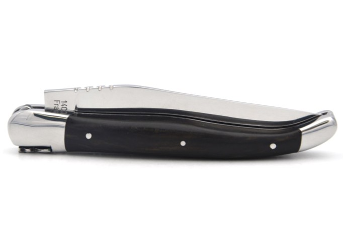 Couteau de Laguiole labellisé IG en ébène, manche super galbé de 12 cm