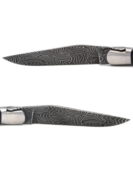 Laguiole GA, 12 cm Griff aus Ebenholz, Mosaik Damast Klinge