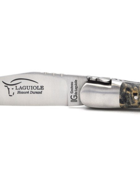 Laguiole knife Geographical Indication, 12 cm black lava stone handle