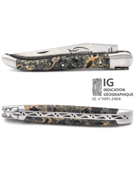 Laguiole mit Geografische Angabe, 12 cm Griff aus schwarzem Lavastein