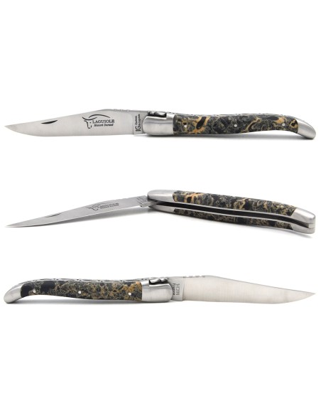 Laguiole knife Geographical Indication, 12 cm black lava stone handle