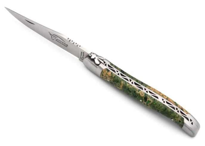 Couteau de Laguiole indication géographique en pierre de lave verte